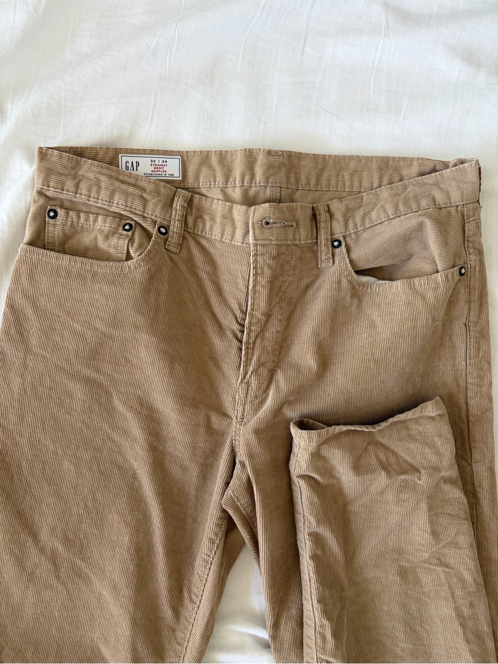 GAP Straight Corduroy Pants - Khaki Tan - 33/34